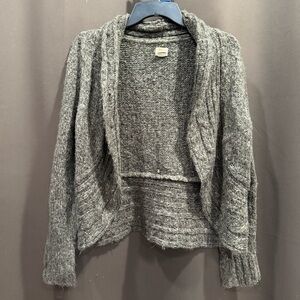 Mudd Heather Brown Cropped Open Front Cardigan Size L EUC